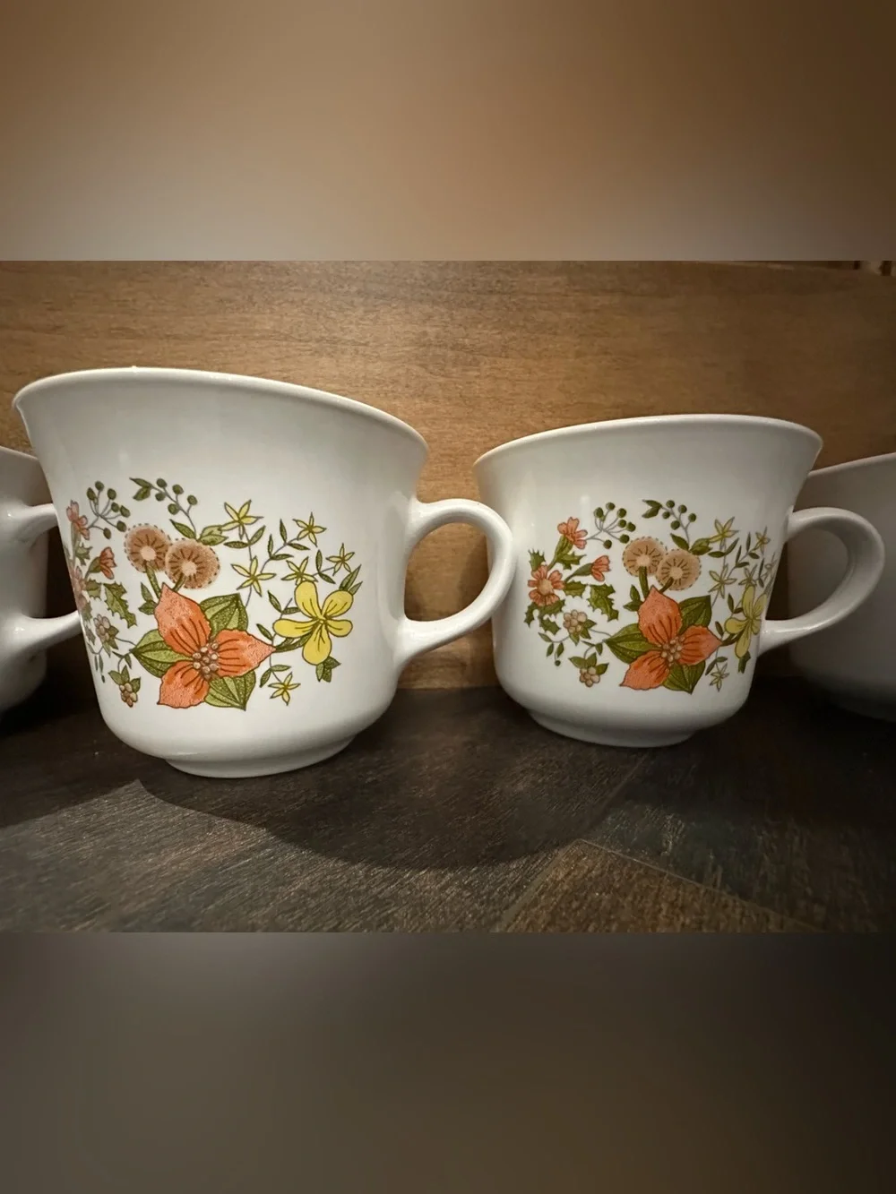 Vintage 1970’s Corning Indian Summer pattern cups set of 4